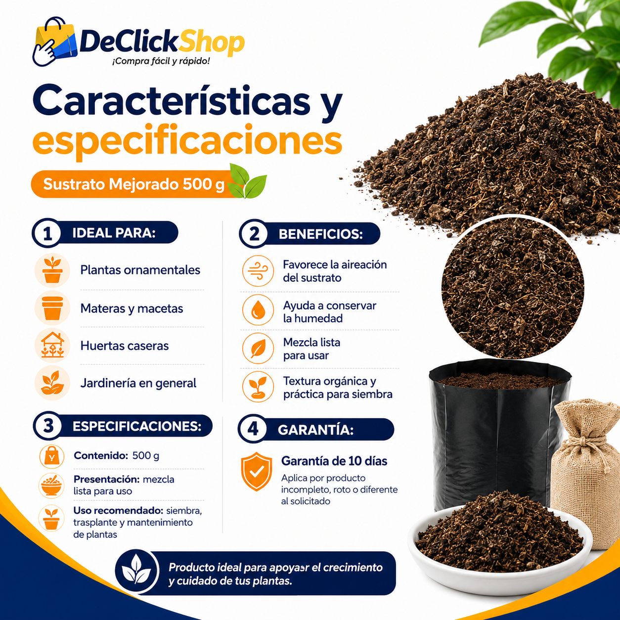 Sustrato Mejorado para Plantas 500 g – Mezcla Lista para Siembra y Trasplante