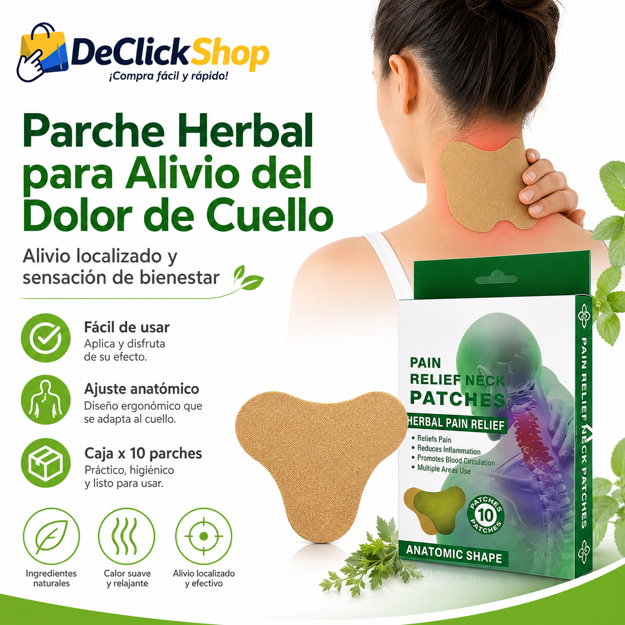 Parches Herbales Cervicales x10 – Sensación de Calor para Cuello