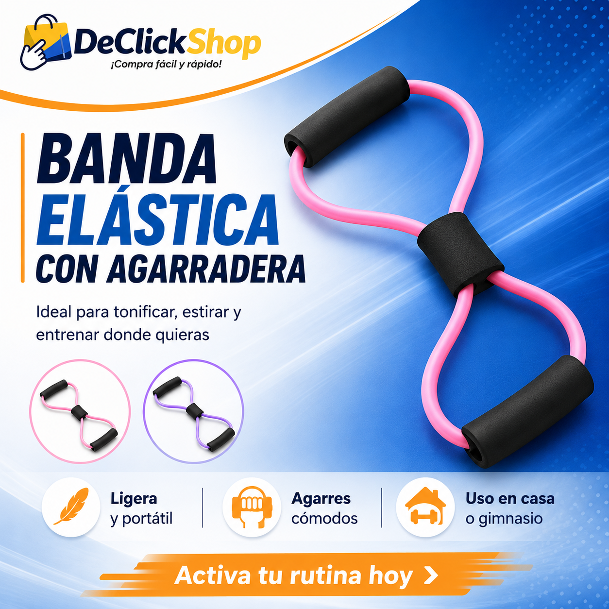 Banda Elástica de Resistencia Tipo 8 con Agarraderas Acolchadas