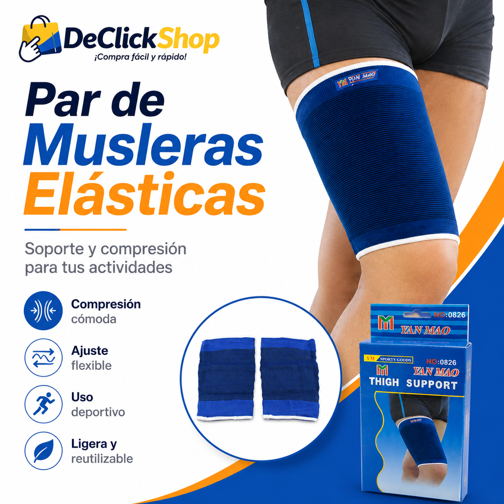 Par de Musleras Elásticas Deportivas de Compresión y Soporte