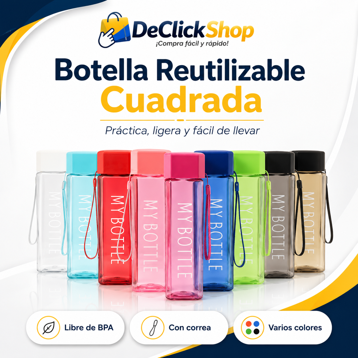 Botella Reutilizable Cuadrada My Bottle con Correa
