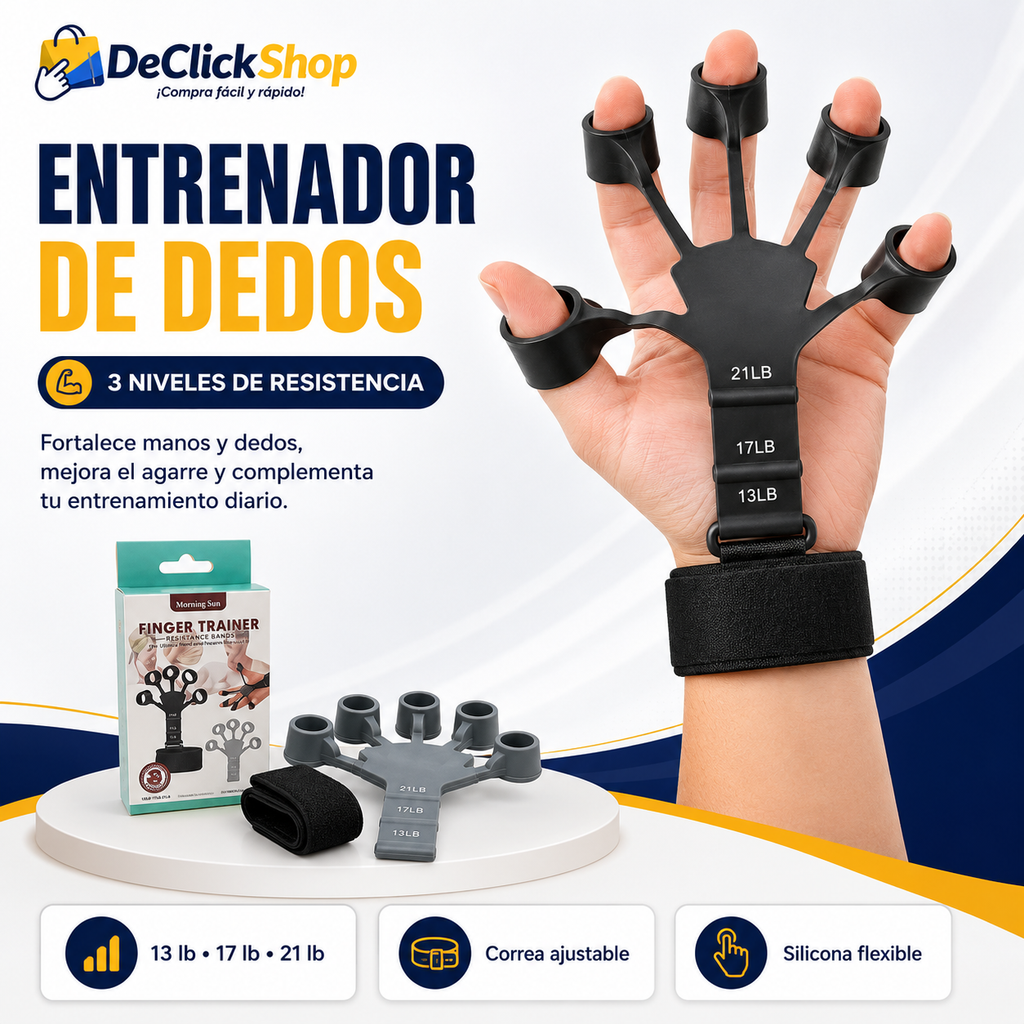 Entrenador de Dedos FlexiGrip con 3 Niveles de Resistencia