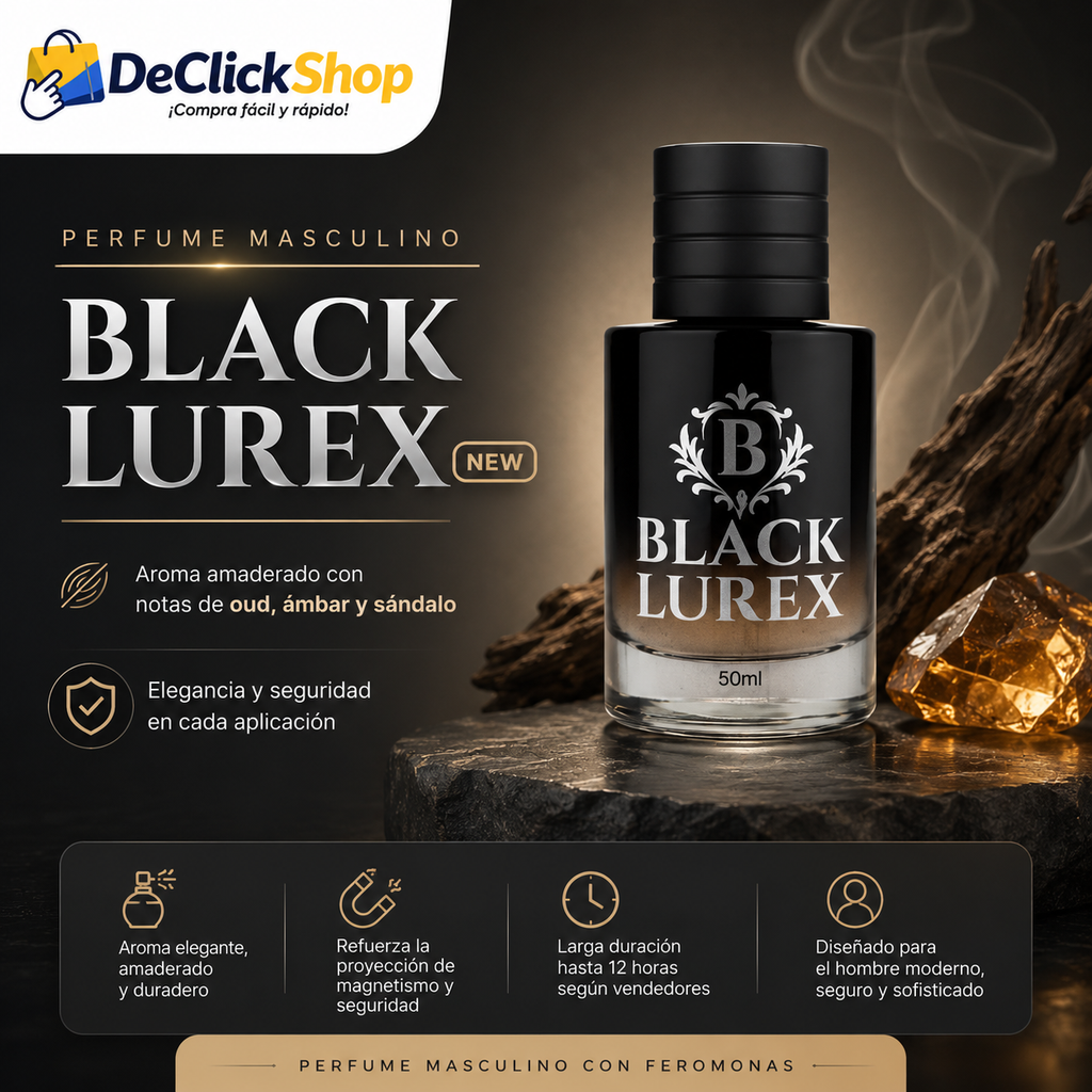 Perfume Masculino Black Lurex New 50 ml – Aroma Amaderado con Oud, Ámbar y Sándalo