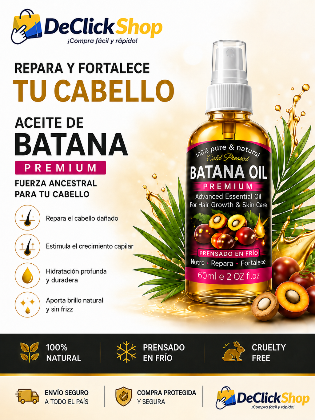 Aceite Capilar de Batana Premium 60 ml – Nutrición, Suavidad y Brillo