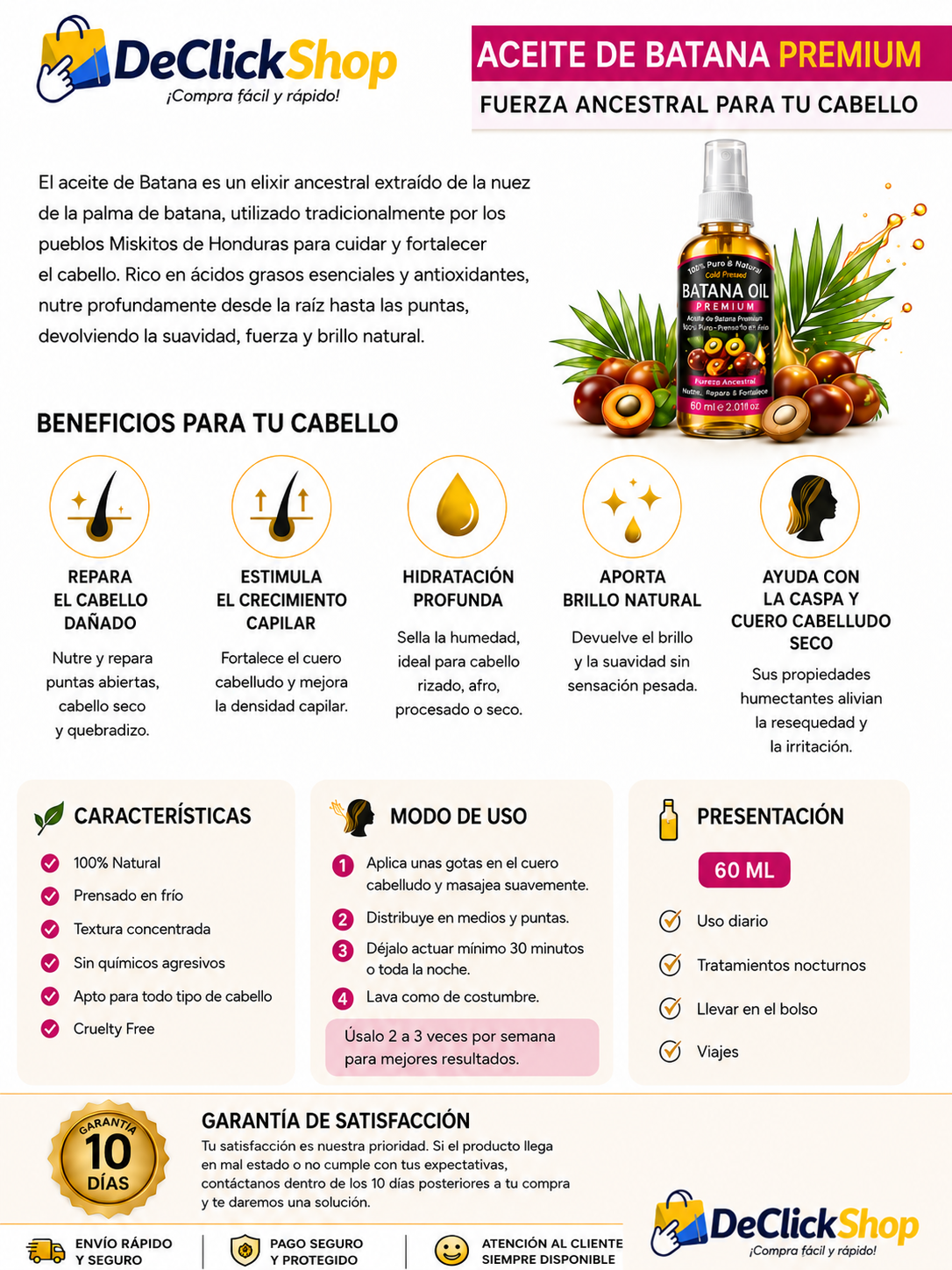 Aceite Capilar de Batana Premium 60 ml – Nutrición, Suavidad y Brillo