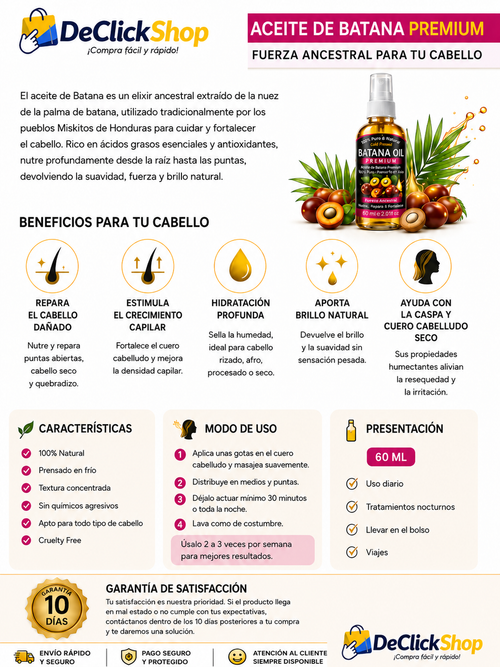 Aceite Capilar de Batana Premium 60 ml – Nutrición, Suavidad y Brillo
