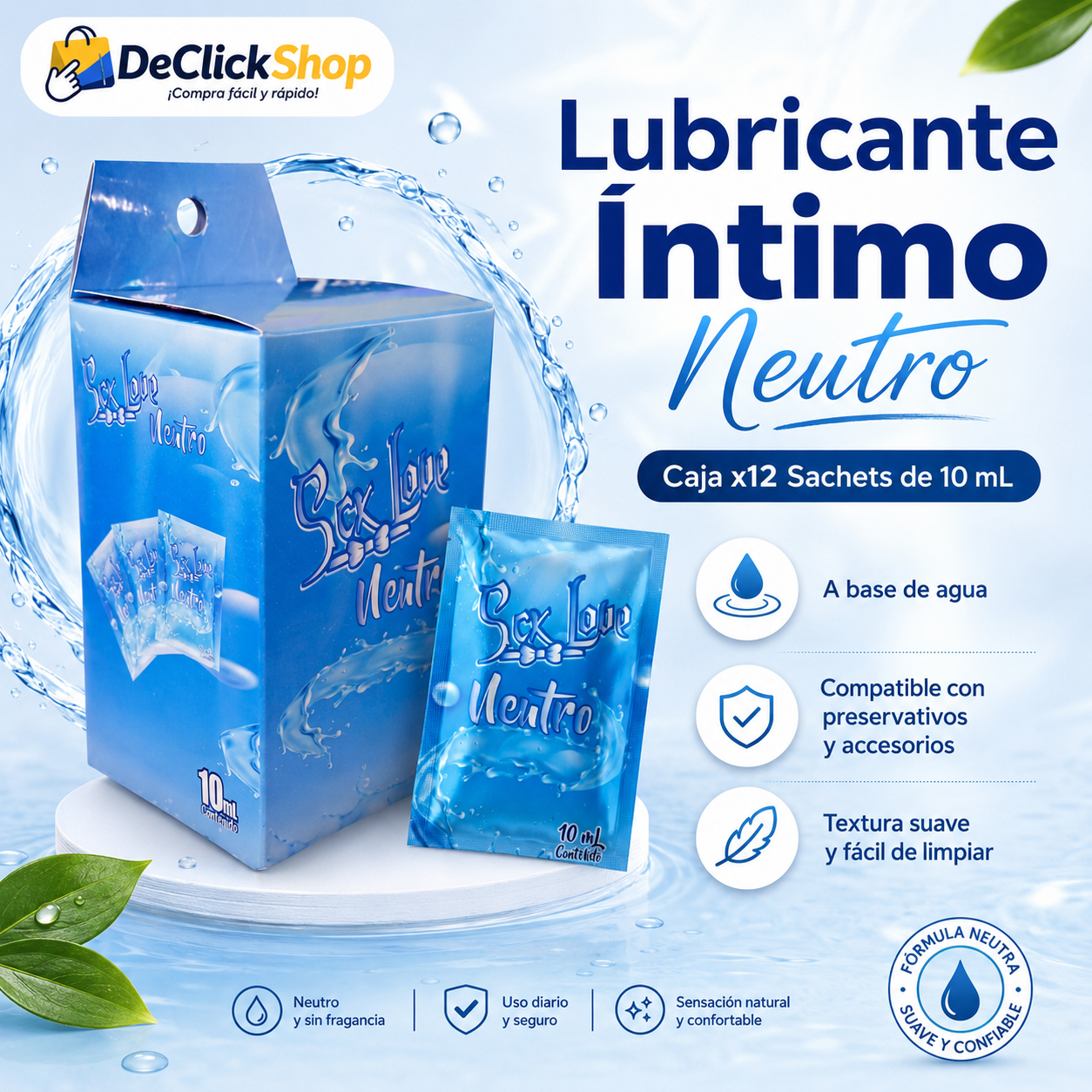 Lubricante Íntimo Neutro a Base de Agua – Caja x12 Sachets de 10 mL