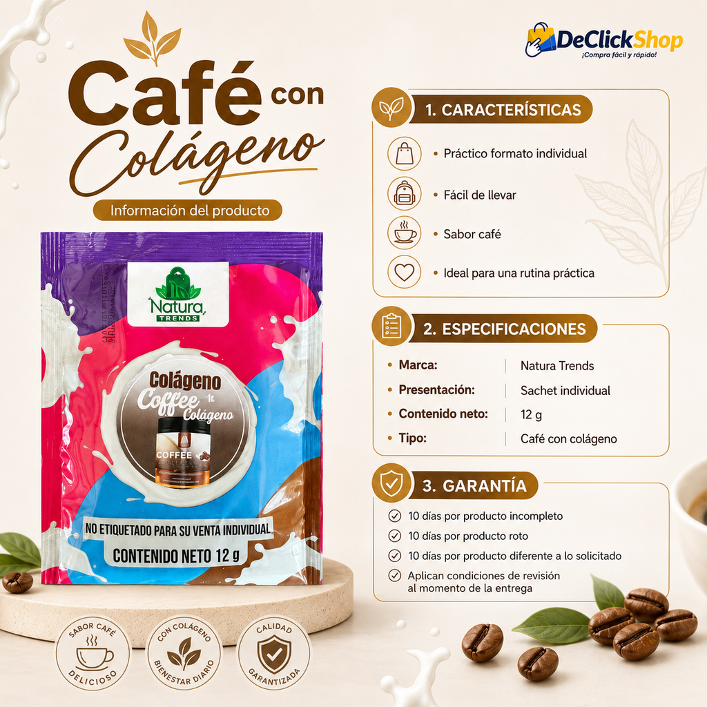 Café con Colágeno Natura Trends – Sachet Individual 12 g x 10 Unidades