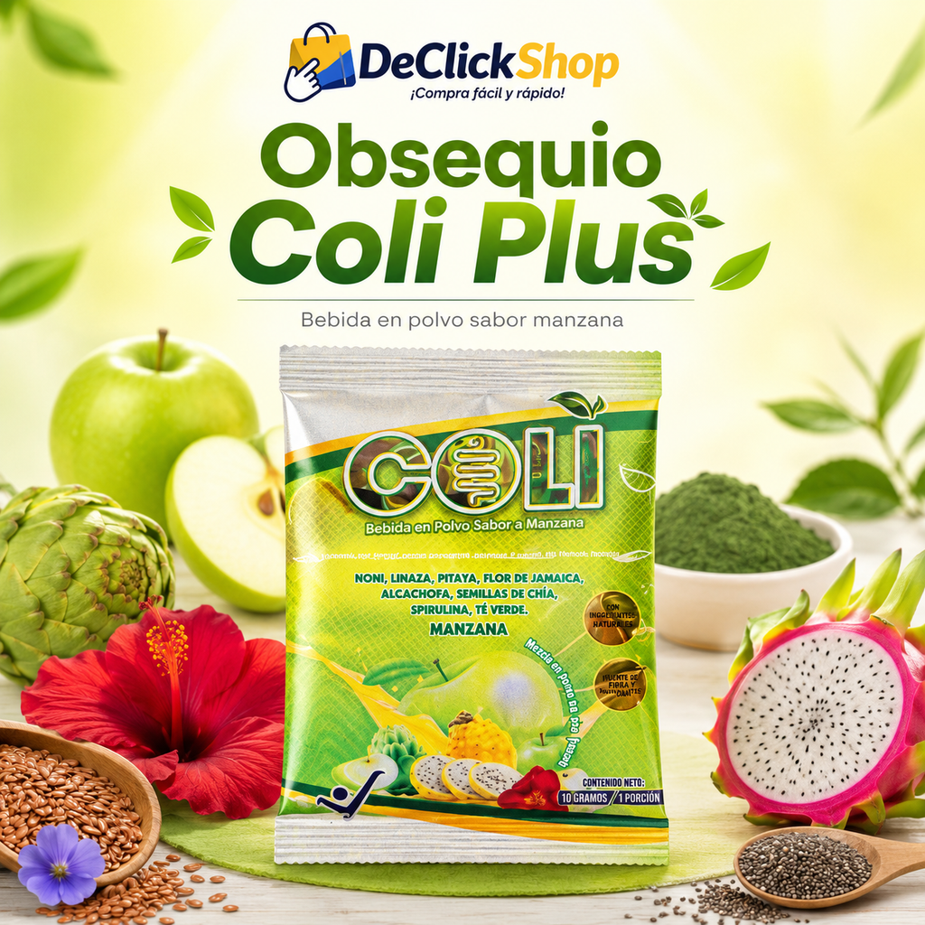 Bebida Natural en Polvo Coli Plus Sabor Manzana – Sobre Individual 10 g x 10 Unidades