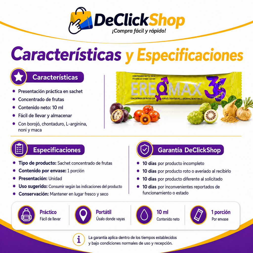 Ereqmax 3 Sachet Concentrado de Frutas 10 ml x 10 Unidades