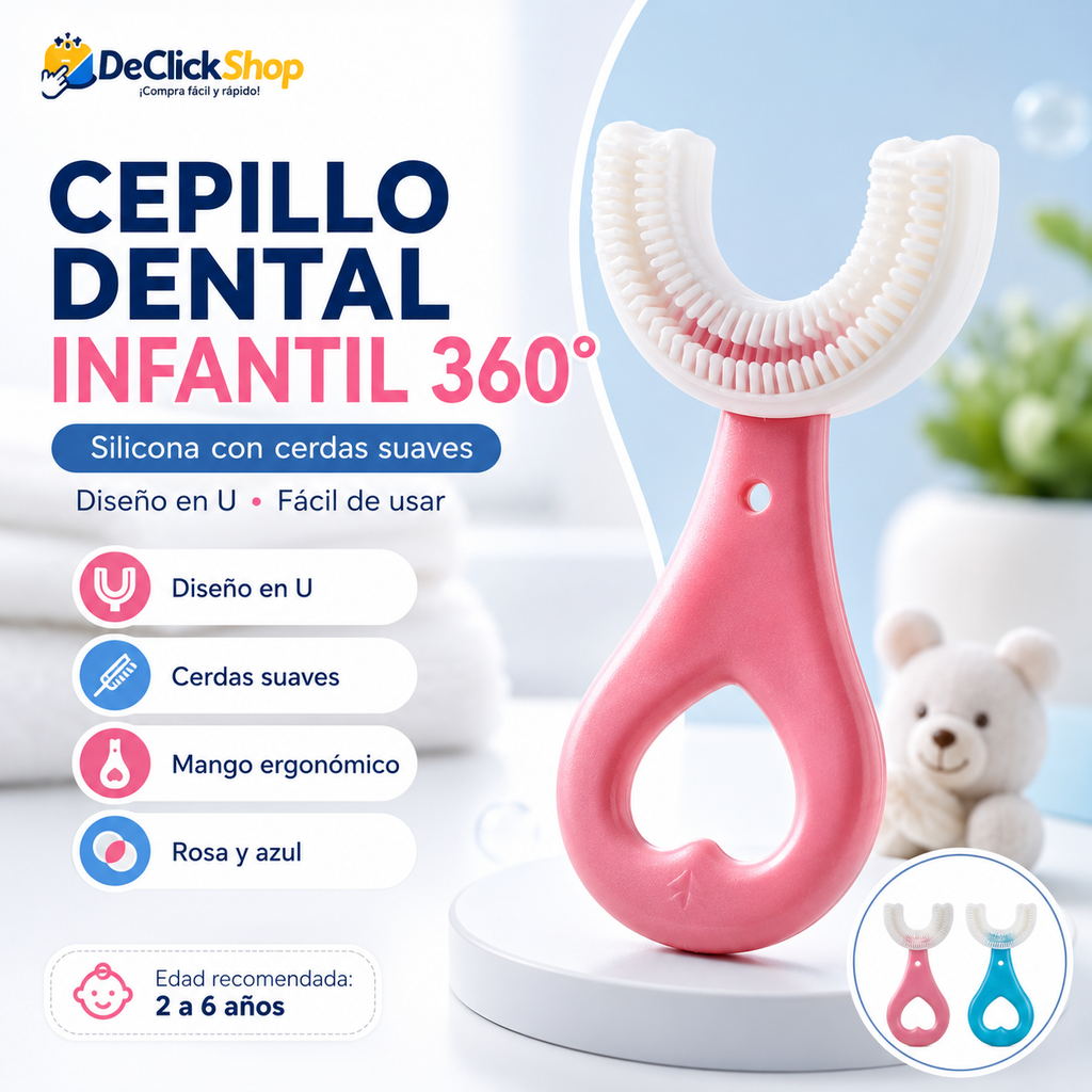 Cepillo Dental Infantil en U de Silicona con Cerdas Suaves