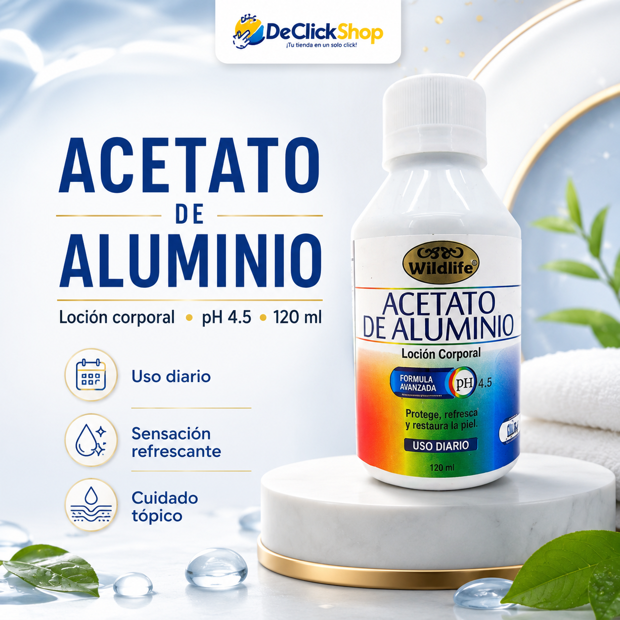Loción Corporal de Acetato de Aluminio pH 4.5 – 120 ml