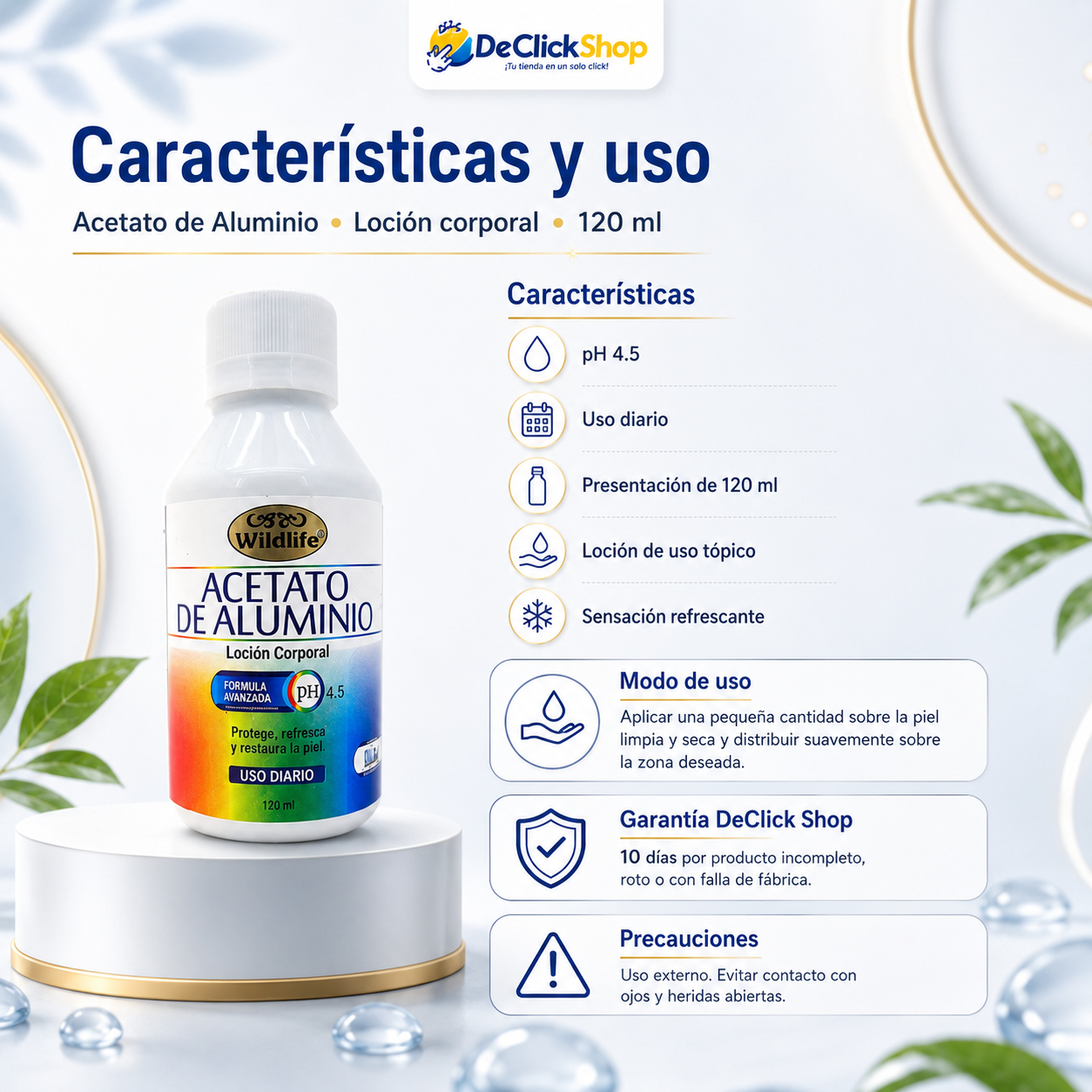 Loción Corporal de Acetato de Aluminio pH 4.5 – 120 ml