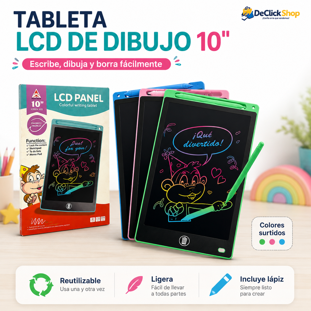 Tableta LCD de Dibujo y Escritura Reutilizable de 10 Pulgadas