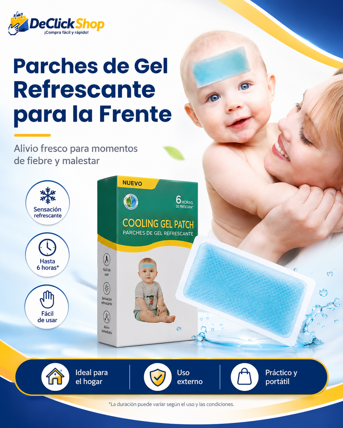 Parches de Gel Refrescante para la Frente x6 – Frescura Hasta por 6 Horas