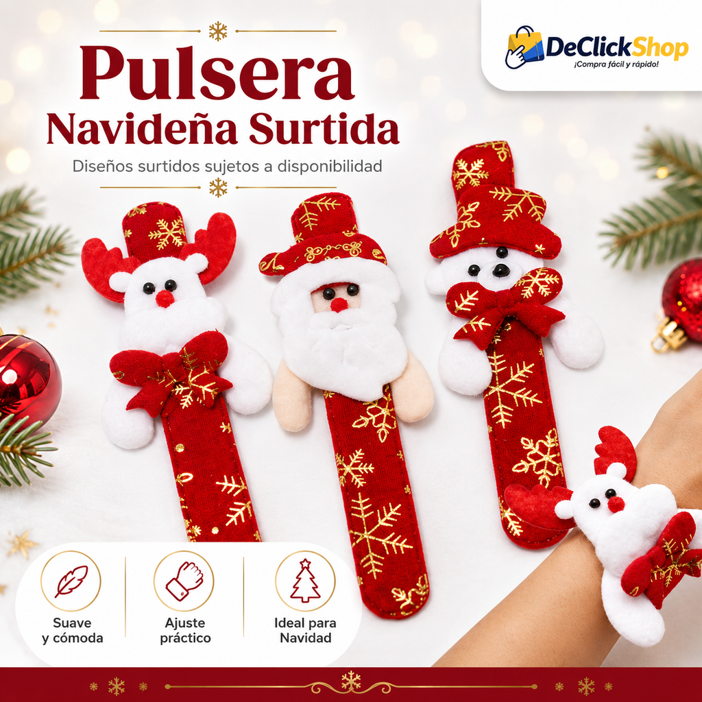Pulsera Navideña Surtida en Felpa con Ajuste Práctico
