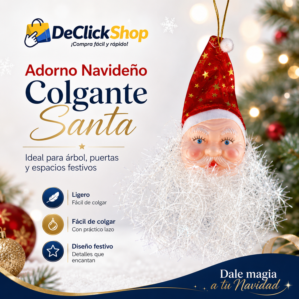 Adorno Navideño Colgante Santa Claus para Árbol, Puertas y Decoración del Hogar