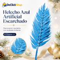 Helecho Azul Artificial Escarchado x3 para Decoración Navideña