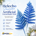 Helecho Artificial Escarchado Azul Decorativo para Navidad, Arreglos y Manualidades