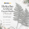 Helecho Artificial Escarchado Plateado para Decoración Navideña