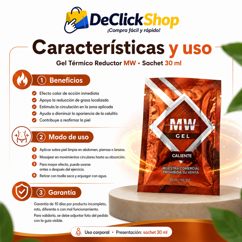Gel Térmico Corporal MW Efecto Calor – Sachet 30 ml