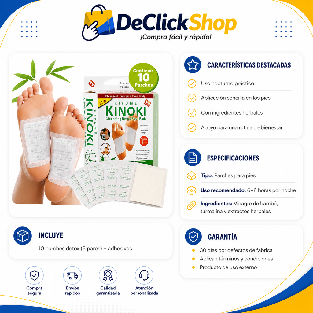 Parches Kinoki para Pies – Rutina Nocturna de Bienestar, Caja x10 Unidades