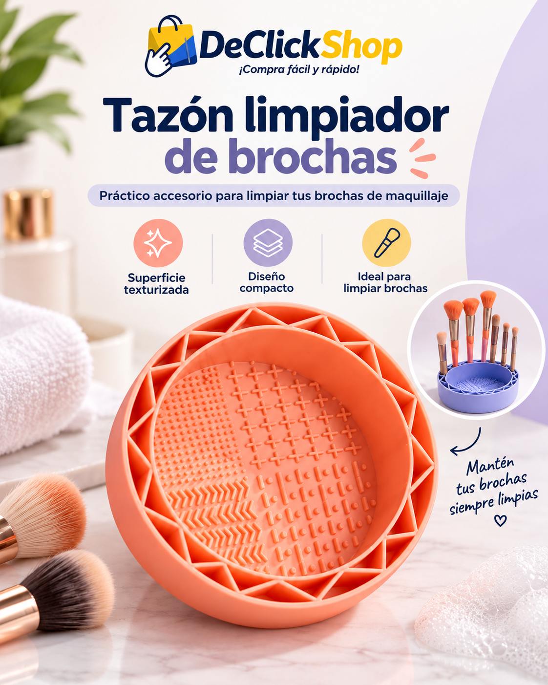Tazón Limpiador de Brochas de Maquillaje