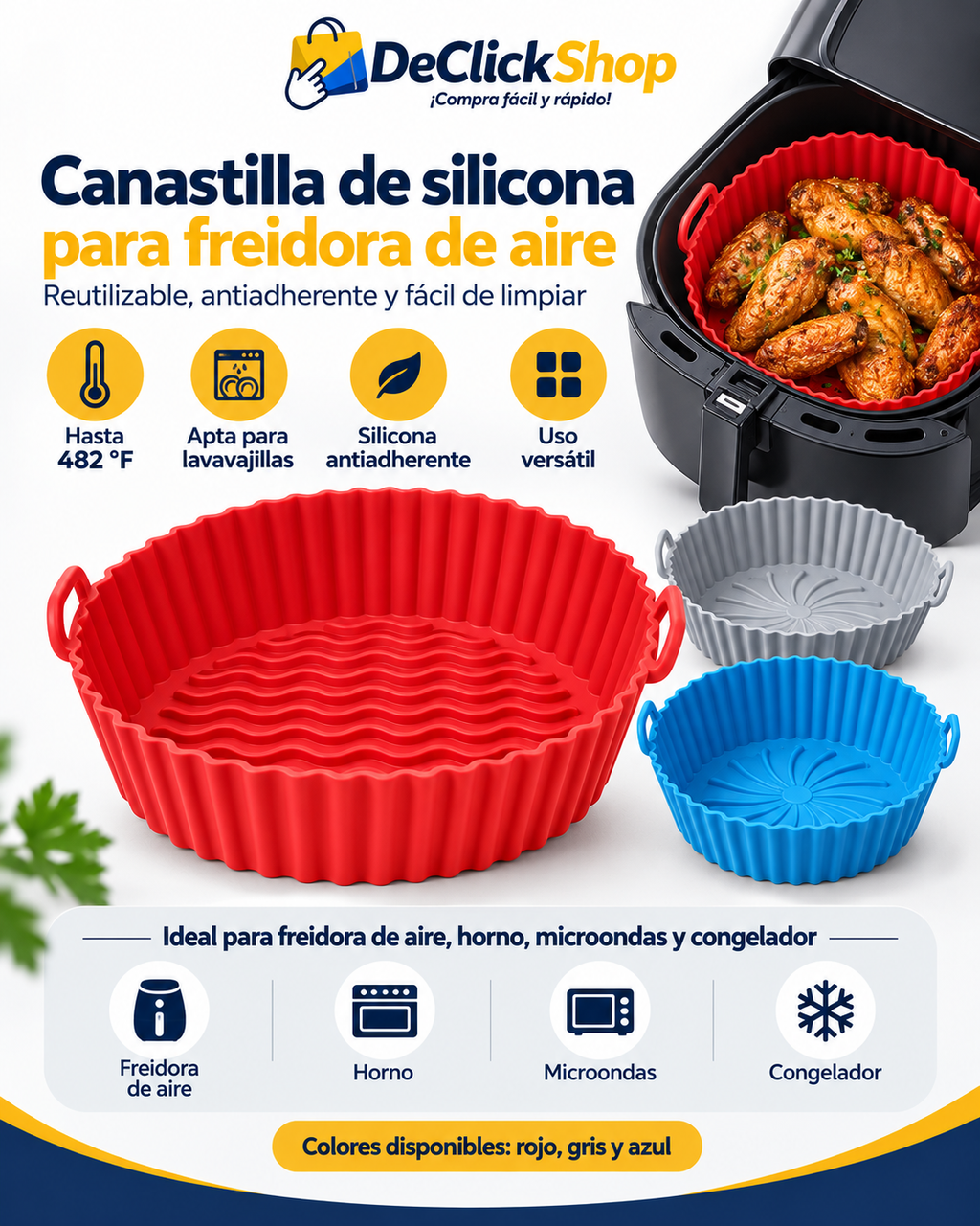 Canastilla de Silicona Reutilizable para Freidora de Aire