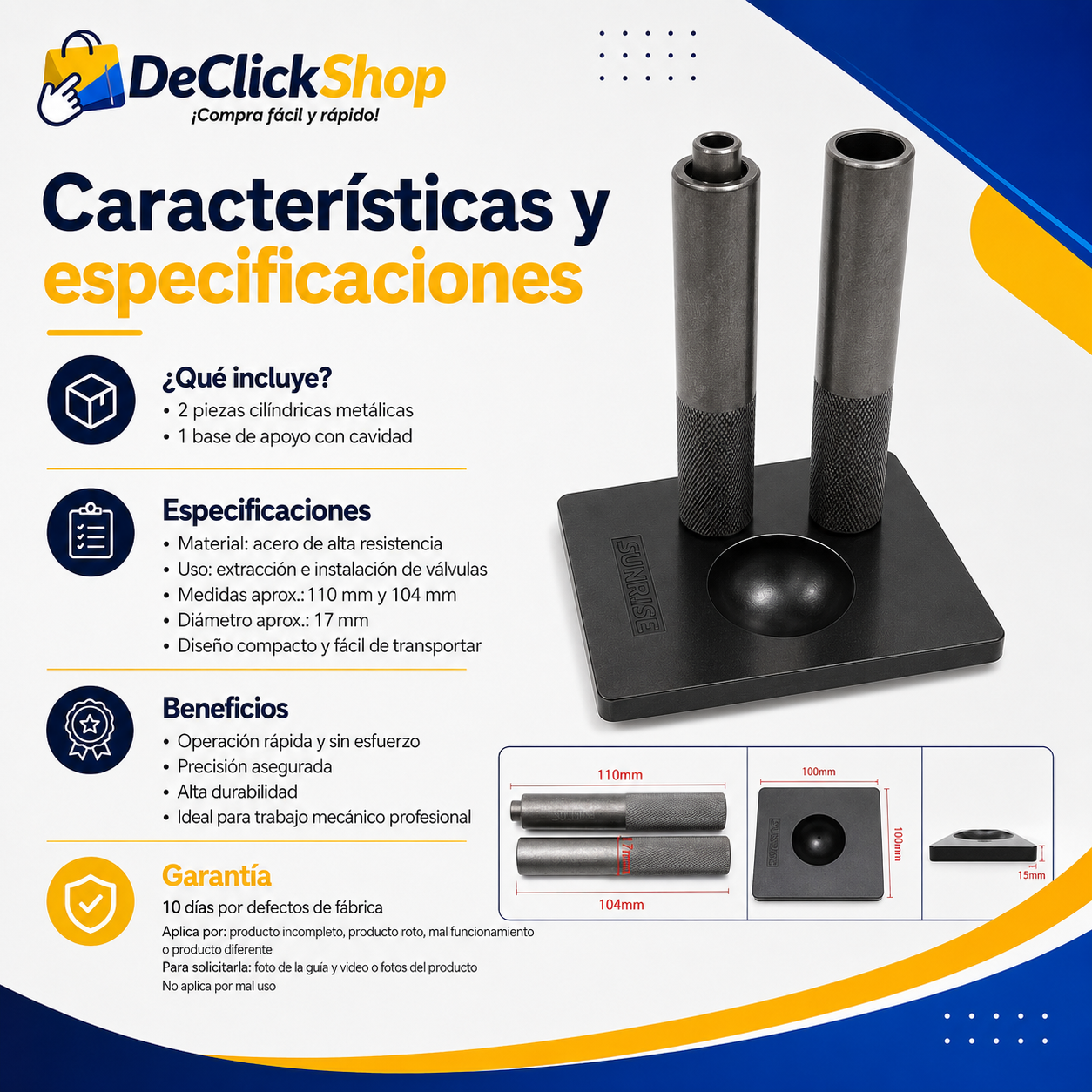 Kit Extractor e Instalador de Válvulas de Motor – 3 Piezas