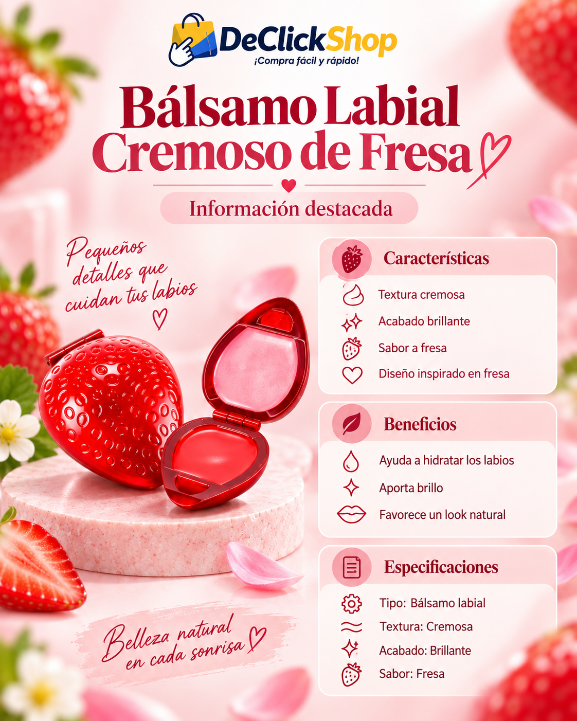 Bálsamo Labial Cremoso de Fresa