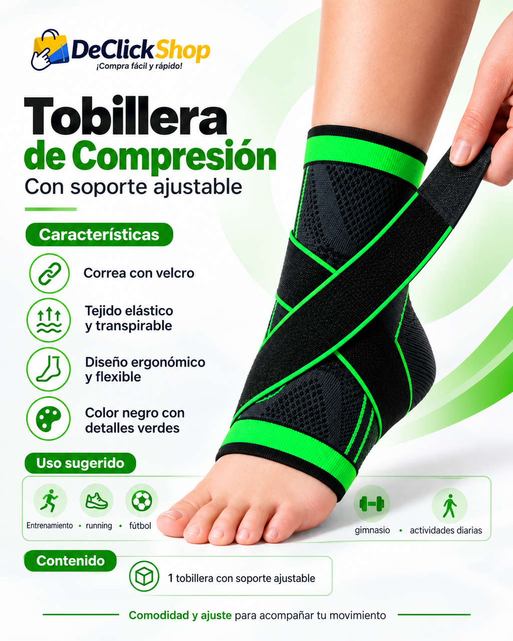 Tobillera de Compresión con Soporte Ajustable