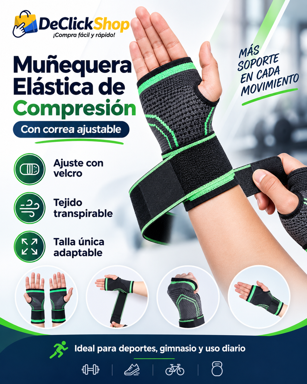 Muñequera Elástica de Compresión con Correa Ajustable