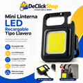 Mini Linterna LED COB Recargable USB Tipo Llavero Multifuncional