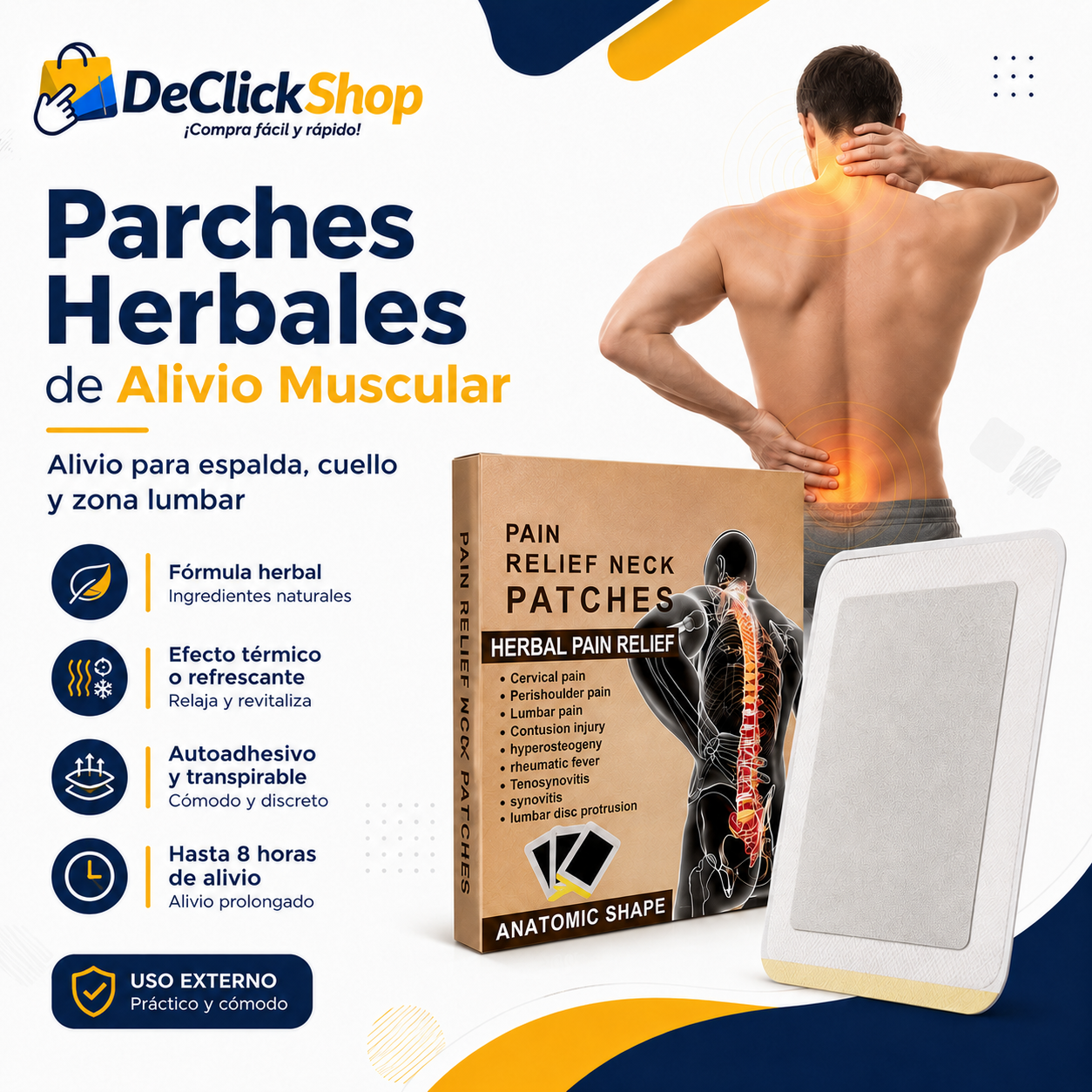 Parches Herbales Autoadhesivos para Alivio Muscular – Espalda, Cuello y Zona Lumbar