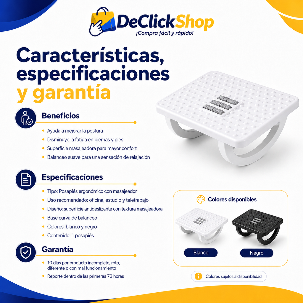 Posapiés Ergonómico Ejecutivo con Masajeador y Balanceo