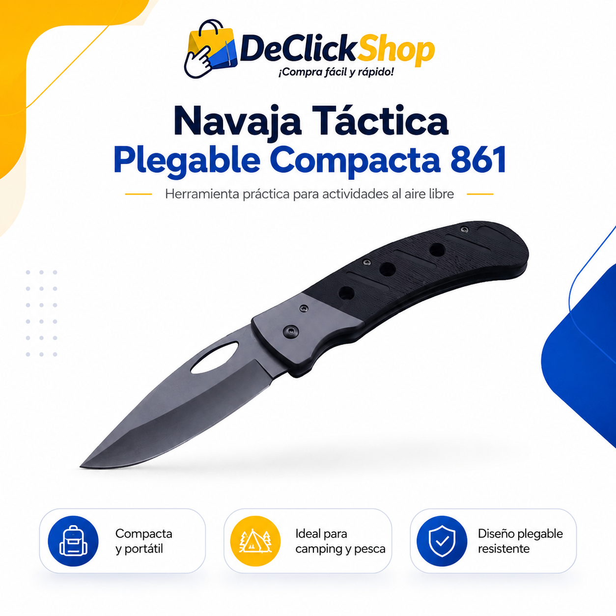 Navaja Plegable Compacta 861 para Camping, Pesca y Actividades al Aire Libre