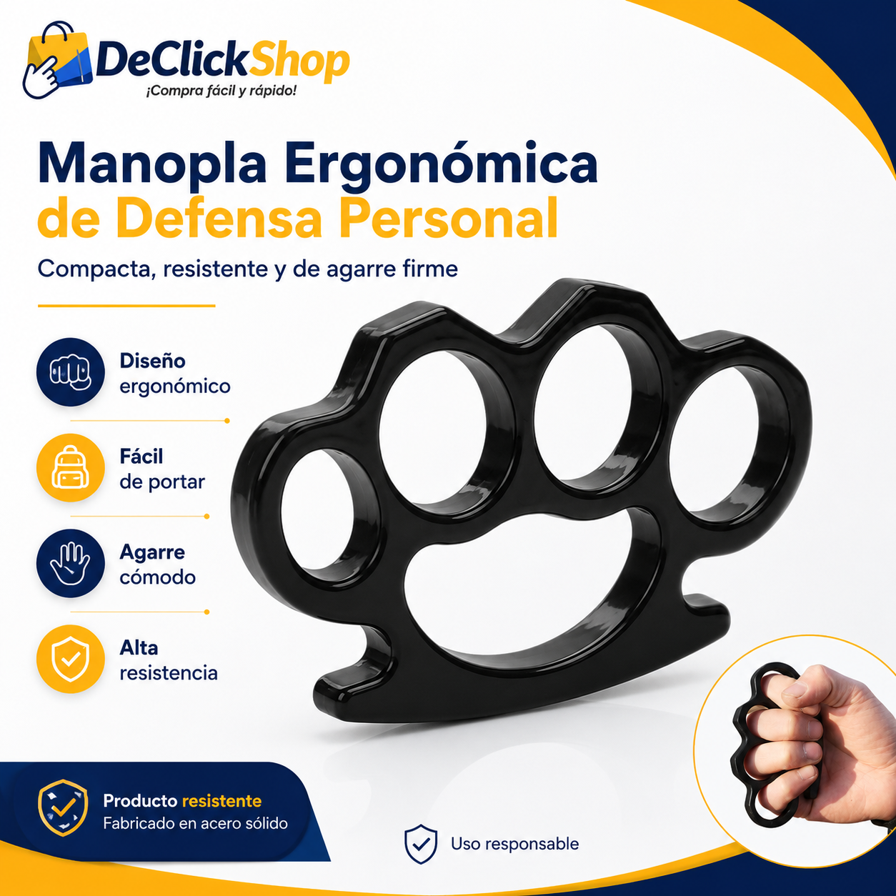 Manopla Ergonómica Metálica de Agarre Firme