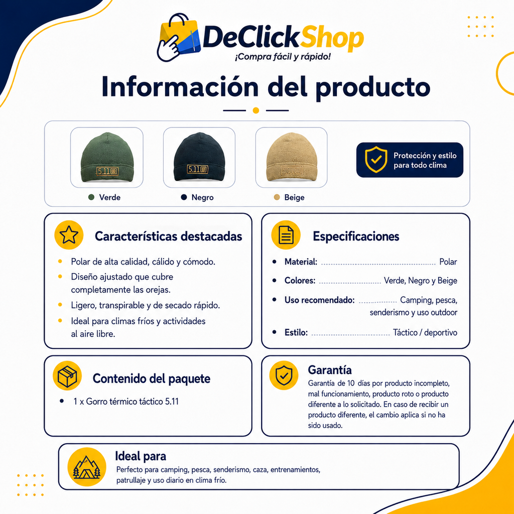 Gorro Térmico Táctico de Polar con Bordado 5.11