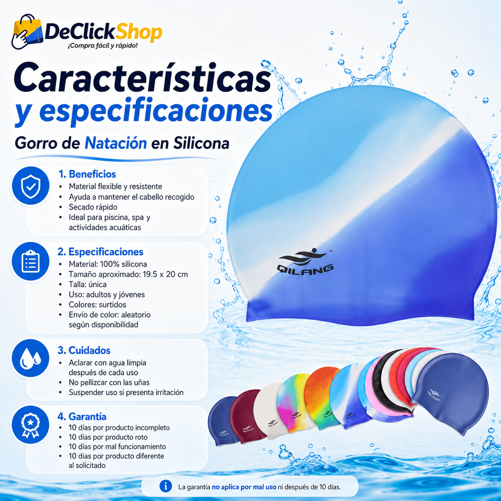 Gorro de Natación en Silicona x2 con Estuche – Colores Surtidos