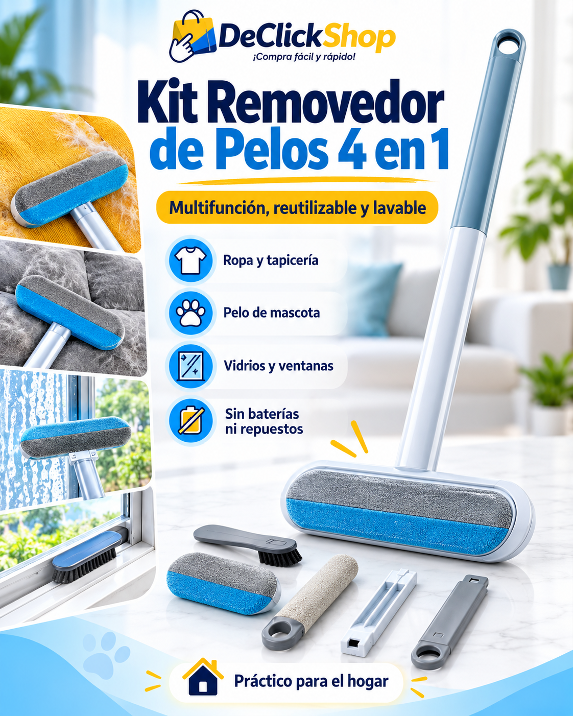 Kit Removedor de Pelos 4 en 1 Reutilizable