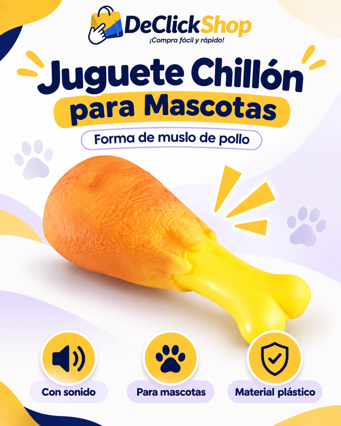Juguete Chillón para Mascotas en Forma de Muslo de Pollo