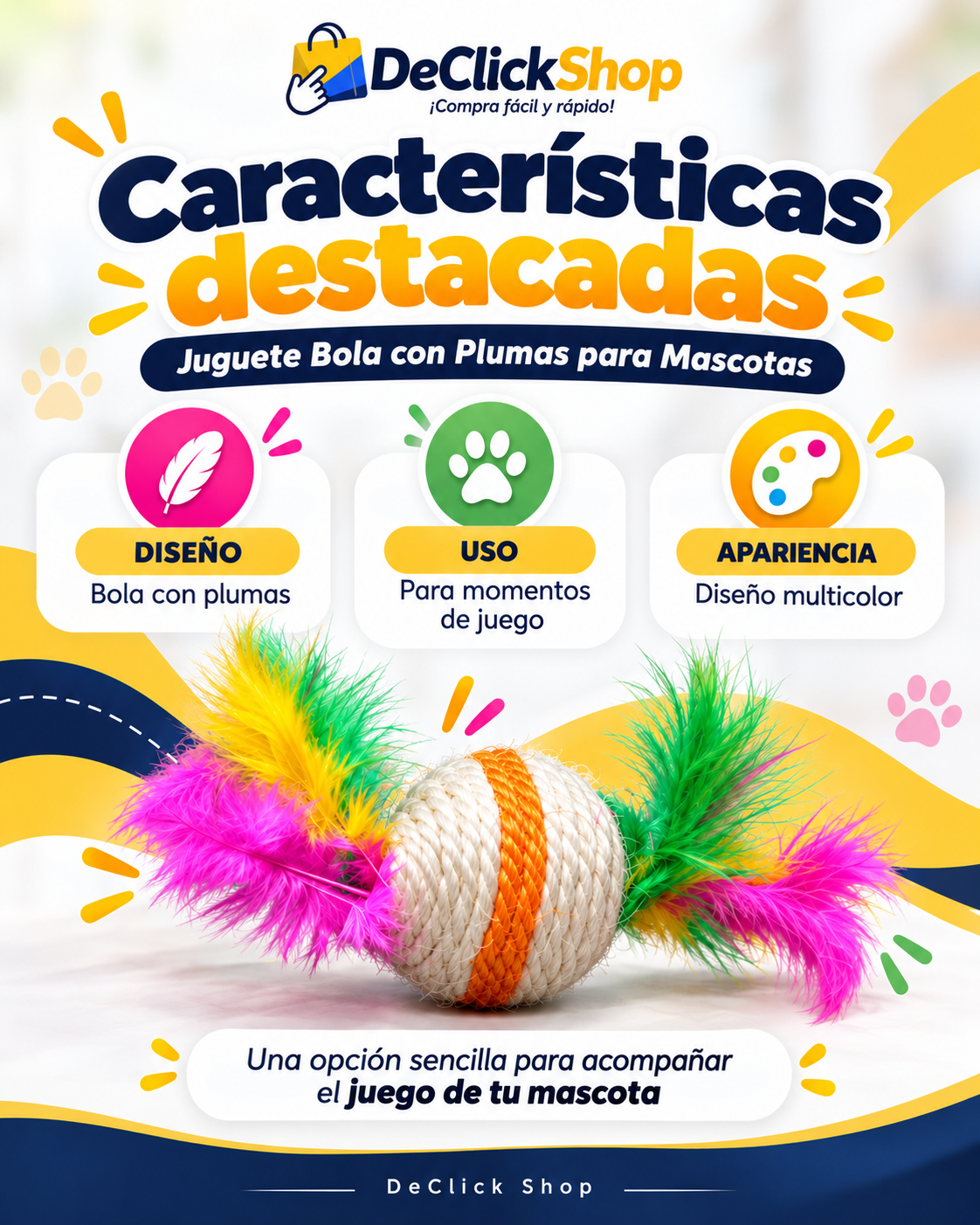 Juguete Bola con Plumas para Mascotas