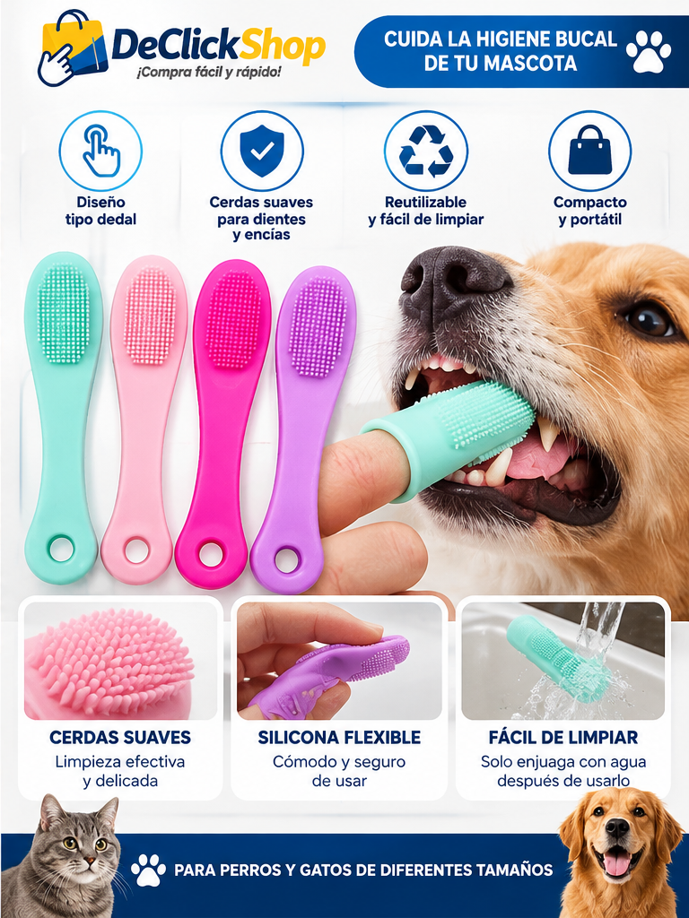 Cepillo Dental de Dedo en Silicona para Perros y Gatos