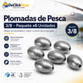 Plomadas de Pesca 3/8 x6 Unidades – Pesas Metálicas para Carnada y Pesca de Profundidad