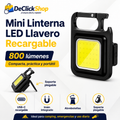 Mini Linterna LED Llavero Recargable 800 Lúmenes con Imán, Mosquetón y Abrebotellas
