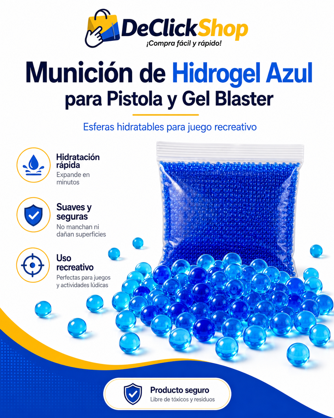 Munición de Hidrogel Azul para Pistola y Gel Blaster