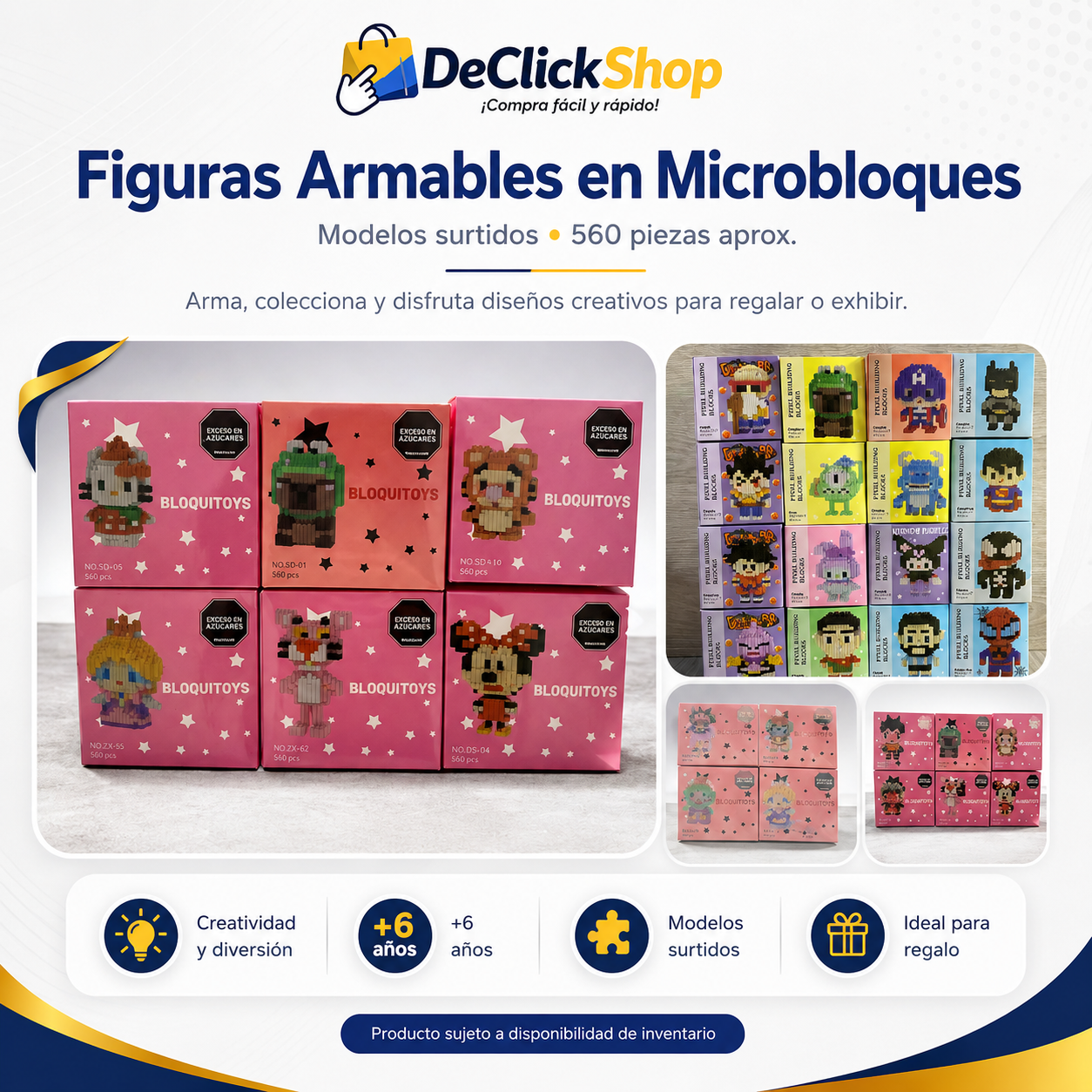Figura Armable en Microbloques de 560 Piezas – Personaje Surtido