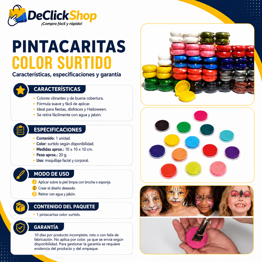 Pintacaritas Color Surtido – Maquillaje Facial para Fiestas y Disfraces