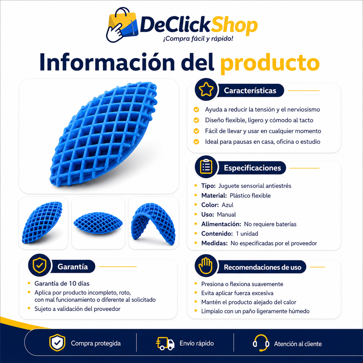 Malla Sensorial Antiestrés FlexiGrip – Juguete Flexible para Relajación Manual