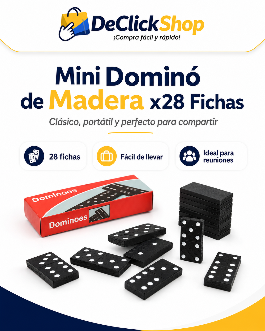 Mini Dominó de Madera Portátil – Set de 28 Fichas
